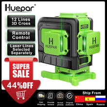 Huepar 12 Lines 3D Cross Line Laser Level Multifunction Green Beam Line With Remote Control & Li-ion battery For Tiles Floor 2024 - buy cheap