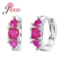 Hot Sale Fushia AAA Zircon Paved Small Hoop Earrings Original 925 Sterling Silver Ear Brincos Pierced Pendientes Jewelry 2024 - buy cheap