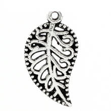 DoreenBeads Zinc metal alloy Charm Pendants Leaf silver color 18.0mm( 6/8") x 10.0mm( 3/8"), 20 PCs Hot new 2024 - buy cheap