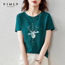 VIMLY-camisetas de verano para mujer, Tops informales con estampado de cuello redondo de algodón, camisetas holgadas de manga corta a la moda, camisetas para mujer F7066 2024 - compra barato