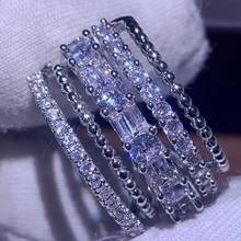 New Brand New Luxury Jewelry 925 Silver&Gold Fill Princess Cut White Clear 5A Zircon Promise Women Wedding Bridal Ring For Lover 2024 - buy cheap