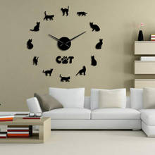 Hairless Cat Sphynx Cat 3D DIY Wall Clock Decor Sticker Mirror Sphinx Cat Frameless Large DIY Wall Clock Kit Cat Breed Wall Art 2024 - buy cheap