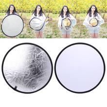 2 em 1 luz de 55-60cm disco desmontável refletor fotográfico prata/branco 20cb 2024 - compre barato