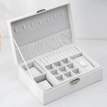 New Stud Jewelry Box Creative Leather Storage Earring Portable Multi-layer Makeup Storage Box PU Watch Box Necklace Rings Holder 2024 - buy cheap