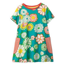 Frocks for Girls 2021 Summer Baby Girl Clothes Toddler Cotton Flower Print Vestiods Casual Pocket Dress for Kids 2-7 Years 2024 - buy cheap