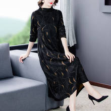 Winter New Loose Casual Black Print Warm Maxi Dress Autumn 4XL Plus Size Vintage Midi Dress Women Elegant Bodycon Party Vestidos 2024 - buy cheap