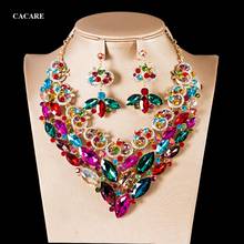 CACARE Luxury Jewelry Sets Women Party 2020 CHEAP Big Dubai Jewelry Set Gold Colorful Drop Earrings Necklace Set F1061 Statement 2024 - buy cheap