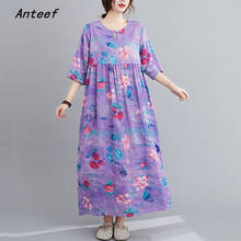 short sleeve cotton vintage floral dresses for women casual loose long woman summer dress elegant clothes 2021 2024 - buy cheap