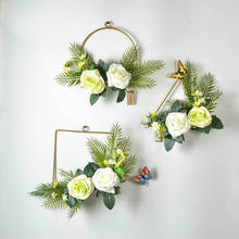 Nordic INS Metal Wall Hanging Garland Wedding Simulation Flower Wrought Iron Wreath Hanging Decoration Creative Door Hanging 2024 - buy cheap