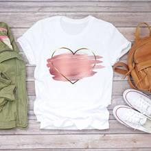 Camiseta feminina estampa aquarela amor coração 90s, camiseta feminina estampa verão outono gráfica 2024 - compre barato