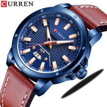 Curren-novo relógio de pulso masculino de quartzo, pulseira de couro, estiloso, marca de luxo 2024 - compre barato