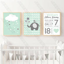 Baby Elephant Cloud Alphabet Cartoon Poster Nordic Style Wall Art Canvas Print Painting Children Bedroom Decoration 2024 - buy cheap