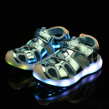 New 2018 Blue Summer Children Led Light Sandals USB charging kids LED luminous shoes Girls Boys Comfortable Beach Sandals 26-37 2024 - buy cheap