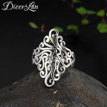 Personality Fashion Vintage New Big Flower Rings For Women Punk Thai Silver Resizable Rings 2024 - buy cheap