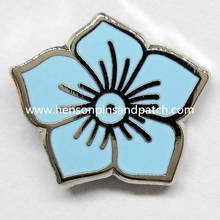 Customized 13mm high quality metal blue flower gold plated  hard enamel lapel pin badge 2024 - buy cheap
