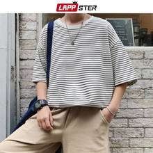 LAPPSTER Streetwear Men Striped T Shirt Summer 2020 Mens Harajuku Korean Fashions Hip Hop T-Shirt Male Oversized Yellow Tshirt 2024 - buy cheap