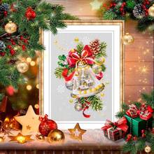 Gold Collection Counted Cross Stitch Kit Christmas bells tree house in the bell bow-knot free shipping 2024 - buy cheap