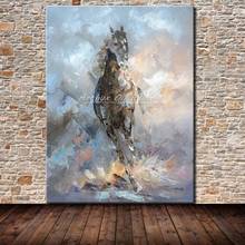 Arthyx-pintura al óleo de caballo y cuchillo pintada a mano sobre lienzo, póster abstracto de arte Pop, cuadro de pared para decoración del hogar y sala de estar 2024 - compra barato