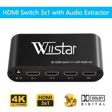 Wiistar HDMI Switch 1.4 4K 3x1 Adapter Switcher with Audio Extractor Optical Toslink 3.5mm Audio Output splitter for HDTV PS4 2024 - buy cheap