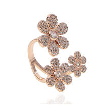 New Korean Style Fashion 3 Flowers CZ Stone Finger Ring Daisy Flower Cz Adjustable Open Rings For Women Party& Wedding 2024 - buy cheap