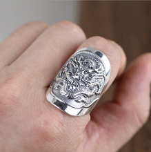 Pure silver retro craft ring for man S990 Sterling silver dragon totem ring Thai silver open dragon ring  jewelry male 2024 - buy cheap