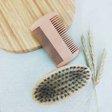 Cepillo de madera para Barba de cerdas de jabalí para hombres, herramienta de afeitado de peluquero, Kit de Peine de bigote con bolsa de regalo 2024 - compra barato