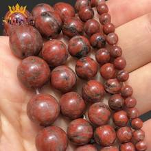Jaspe de sésamo rojo de piedra Natural, cuentas espaciadoras sueltas redondas para fabricación de joyas DIY, accesorios de dijes para pulsera de 15 ''4 6 8 10 12mm 2024 - compra barato