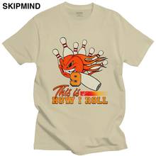 Fashion Funny Bowling Roll T Shirt Men O-neck Short Sleeved Retro Bowler Graphic Tee 100% Cotton Regular Fit T-shirt Merchandise 2024 - buy cheap