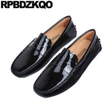 Moccasins Classic European Runway Luxury Driving Square Toe Patent Leather Men Casual Slip-ons Shoes Loafers Black Walking Flats 2022 - buy cheap