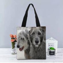 Custom Irish Wolfhound Tote Bag Canvas Fabric Handbag Two Sides Printed Shopping Bags Traveling Casual Useful Shoulder Bag 1208 2024 - buy cheap