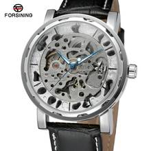 Forsining relógio masculino de esqueleto, relógio mecânico impermeável de marca luxuosa de 2019, relógio masculino exclusivo prateado 2024 - compre barato