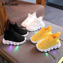 Spring Autumn Children LED Shoes Fashion Boys Girls Knit Sock Shoes Kid Sneakers Breathable Mesh Boots Soft Non-slip Sport Shoes 2024 - buy cheap