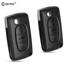 KEYYOU-funda abatible de 3 botones para mando a distancia del coche, carcasa para mando a distancia, para Citroën C2 C3 C4 C5 C6 C8 XSARA PICASSO, con hoja Groove CE0536 2024 - compra barato
