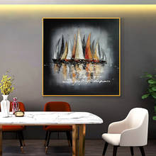 Abstract 100% Hand Painted Oil Painting On Canvas Abstract Sailing Boats On The River Painting Wall Art For Modern Home Decor 2024 - buy cheap