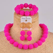 fuchsia pink simulated pearl necklace Europe and America African beads jewelry set ZDS01 2024 - buy cheap