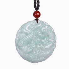 Collar con colgante de Fénix y Dragón de Jade de Burma, amuleto de la suerte, joyería China tallada a mano para amantes de la jadeíta LongFeng, envío directo 2024 - compra barato