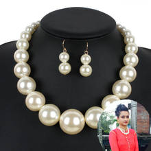 Collar de espectáculo de moda europea y americana, collar corto de perlas grandes, collar simple con personalidad, collar versátil exagerado 2024 - compra barato