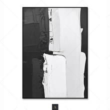 Pintura al óleo abstracta para decoración de sala de estar, lienzo artístico de colores frescos, blanco y negro, moderno, hecho a mano, 100% 2024 - compra barato