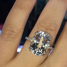 Luxo feminino cristal branco zircão anel de pedra moda prata cor casamento jóias promessa noivado anéis para as mulheres melhor presente 2024 - compre barato