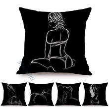 black and white pleasure sexy art nordic woman butt ass design bedroom decoration sofa throw pillow case car chair cushion cover 2024 - buy cheap