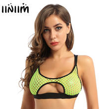 Iiniim womens oco para fora fishnet colheita topos halter pescoço elástico espaguete alças de ombro crisscross volta recorte underboob colete 2024 - compre barato