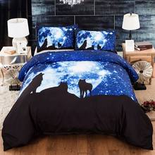 New Modern Blue white galaxy wolf duvet cover pillowcase twin full queen king size 3D Animal bedding set good Home textile 2024 - buy cheap