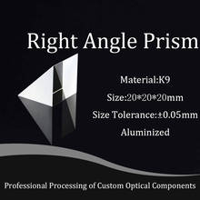 Prisma de ângulo direito ótico k9 prismas 20x20x20mm, reação externa prismas aluminizados espelhados, superfície reflexiva, experimento 2024 - compre barato