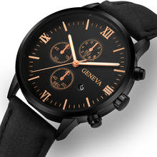 Geneva-reloj deportivo de cuarzo para hombre, cronógrafo analógico con carcasa de aleación de cuero sintético, con fecha, a la moda, 2019 2024 - compra barato