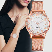 Relógio luxuoso de quartzo, para mulheres, de aço inoxidável, indicador casual, pulseira, relógio de escala romana, elegantes, feminino, relógio de pulso 2024 - compre barato