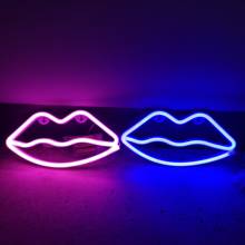 LED Red Lips Fairy Neon Lights Sign USB Battery Operated Indoor For Bedroom Wall Festoon Garland Wedding Christmas Decoration 2024 - buy cheap