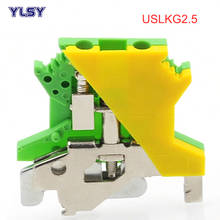 2Pcs Ground Terminal Blocks DIN Rail Screw USLKG3 Morsettiera Terminal Blocks UK-3N Yellow Green Earthing Connector 2.5mm2 2024 - buy cheap