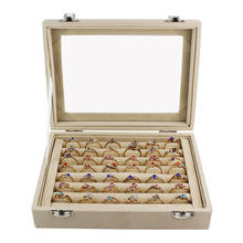 Velvet Ring Display Box Earring Organizer Jewelry Tray Cufflink Storage & Show case with Clear Glass lid 2024 - buy cheap