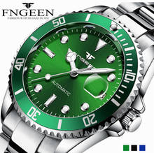 Top Luxury FNGEEN Men Automatic Mechanical Watch Stainless Steel Watch Fashion Calendar Waterproof Clock Gifts Relogio Masculino 2024 - buy cheap