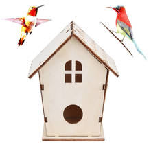 1pcs diy casa caixa de pássaro de madeira casa de pássaro criativo parede-montado ao ar livre ninho de pássaro birdhouse caixa de madeira natural gaiola de pássaro 2024 - compre barato